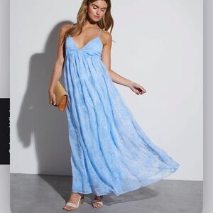 Lulu's Light Blue Lace Maxi Dress